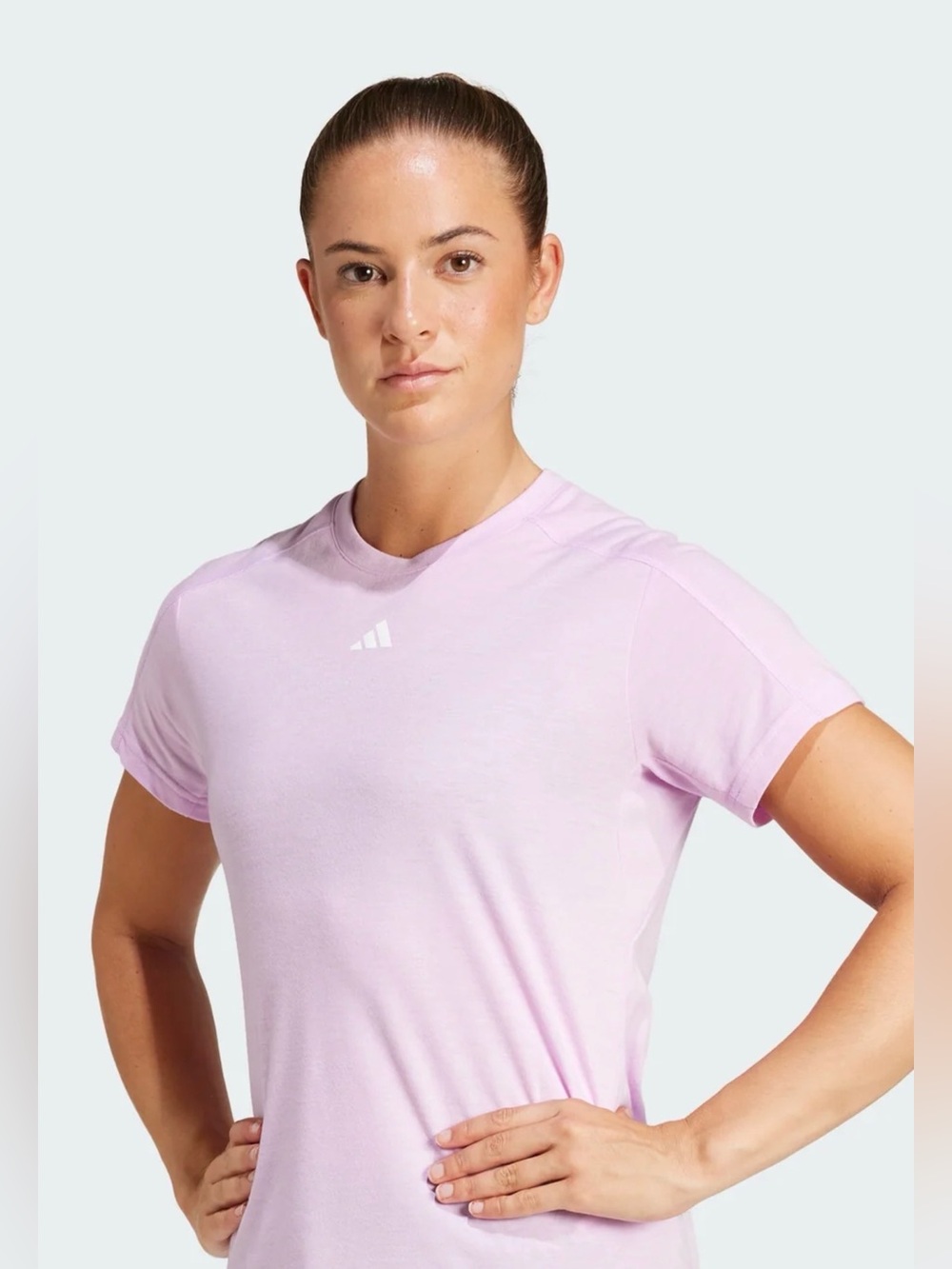 Adidas Women’s Aeroready Train Essentials Crewneck Tee NWT Pink Workout Top